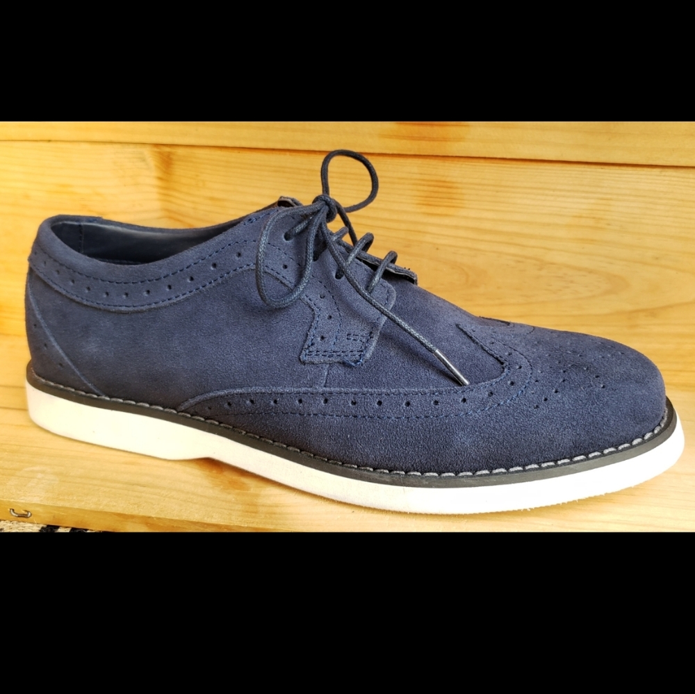 Perry Ellis Portfolio Kenneth Navy Suade Oxford